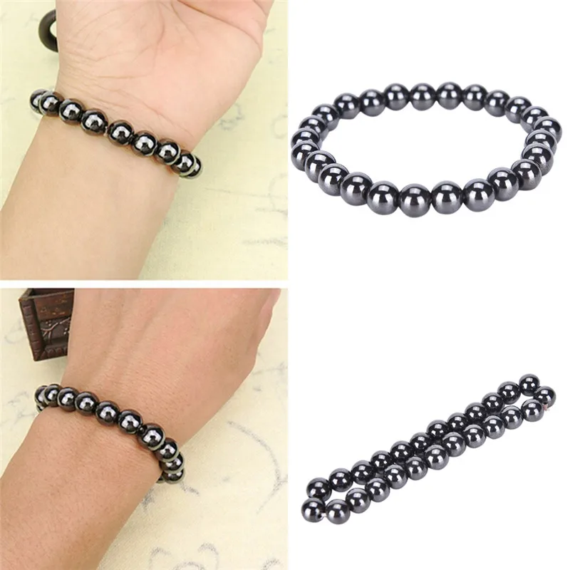 

1PCS Unisex Luxury Slimming Bracelet Weight Loss Round Black Stone Magnetic Therapy Bracelet Health Care