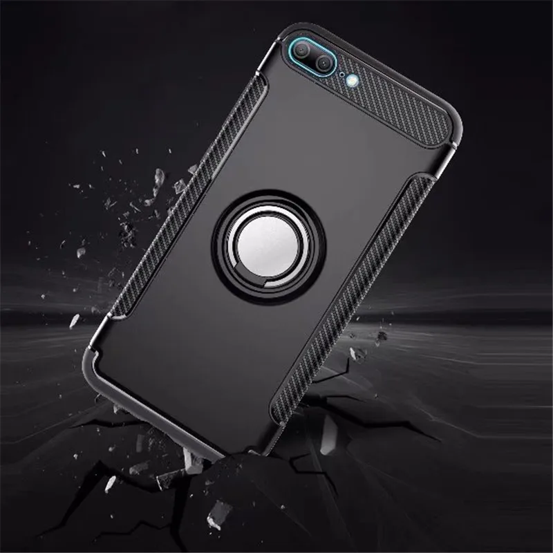 

Anti-knock Soft Silicone PC Back Cover Cases For Huawei Honor 9 Lite Mobile Phone Case With Ring Bracket