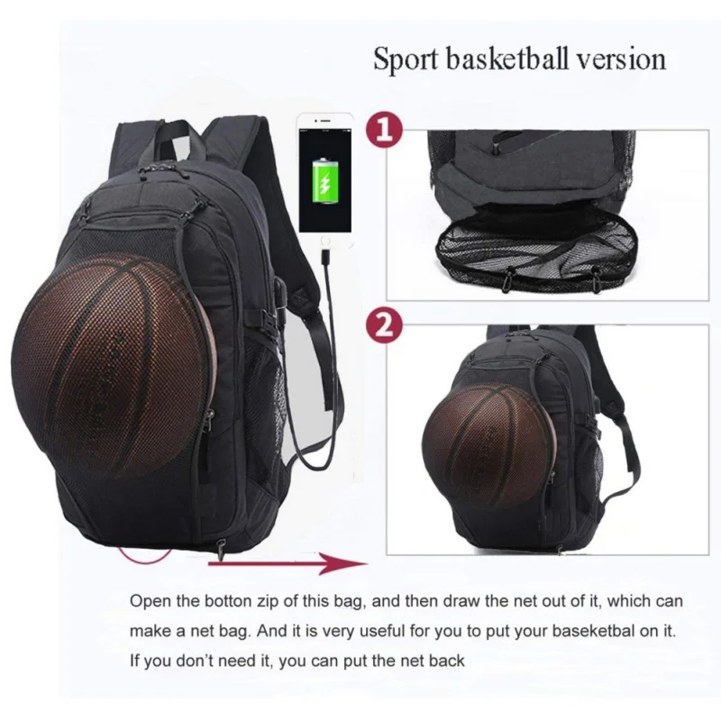 Smart Баскетбол сумка USB интерфейс smart парусина полиэстер мужские рюкзак Водонепроницаемый путешествия компьютер открытый альпинизм мешок