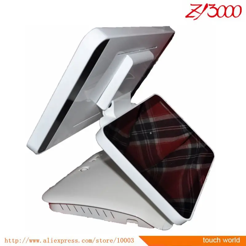 new stock I5 cpu 8 g 128 g SSD 15 inch double screen computer windows pos With MSR card reader