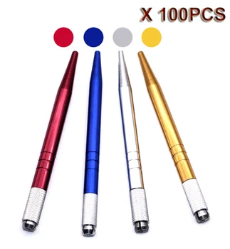 

100Pcs Aluminum Professional Manual Permanent Makeup Tattoo Eyebrow Lip Pen 3D Eyebrow Embroidery MicroBlading Pen