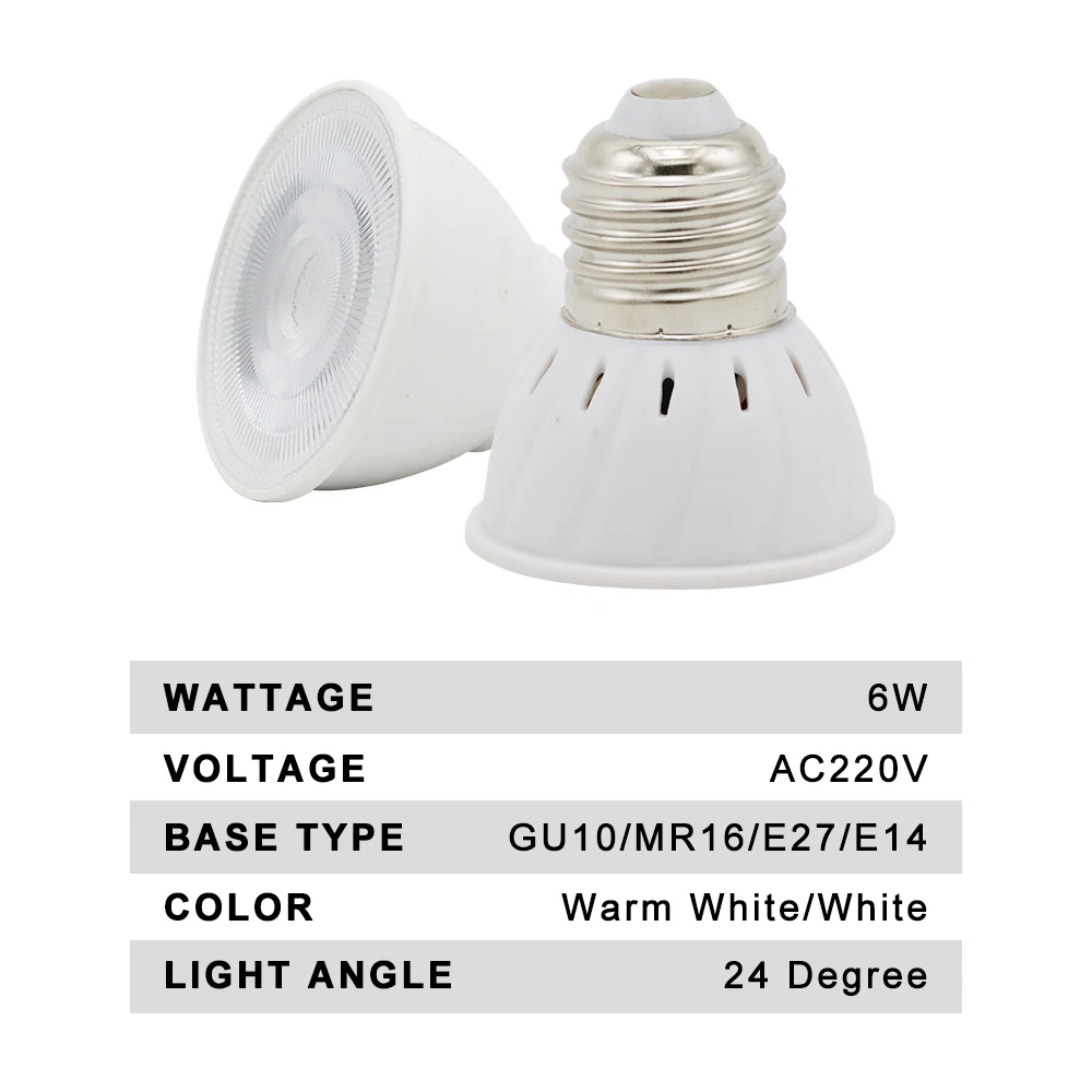 220V Светодиодный светильник чашки E27 E14 MR16 GU10 лампы светильник Лампада Светодиодный точечный светильник 48 Светодиодный s 2835 Чип SMD Bombillas светодиодный светильник ing Кукуруза лампы 6 Вт