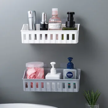 

Plastic Makeup Rack Bathroom Storage Corner Kitchen Wall Mounted Shelf Rack Organizer Shower Soap Dishes Shelf Make Up Organizer