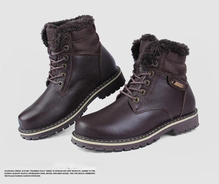 NPEZKGC/мужские ботинки ручной работы из натуральной кожи; Зимние новые мужские ботинки на шнуровке; бархатные зимние сапоги без каблуков; теплые мужские ботильоны