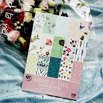 A4 Garden of Eden Flowers Silver Foil handmade background paper pads patterns,DIY Scrapbooking Paper pack paper craft