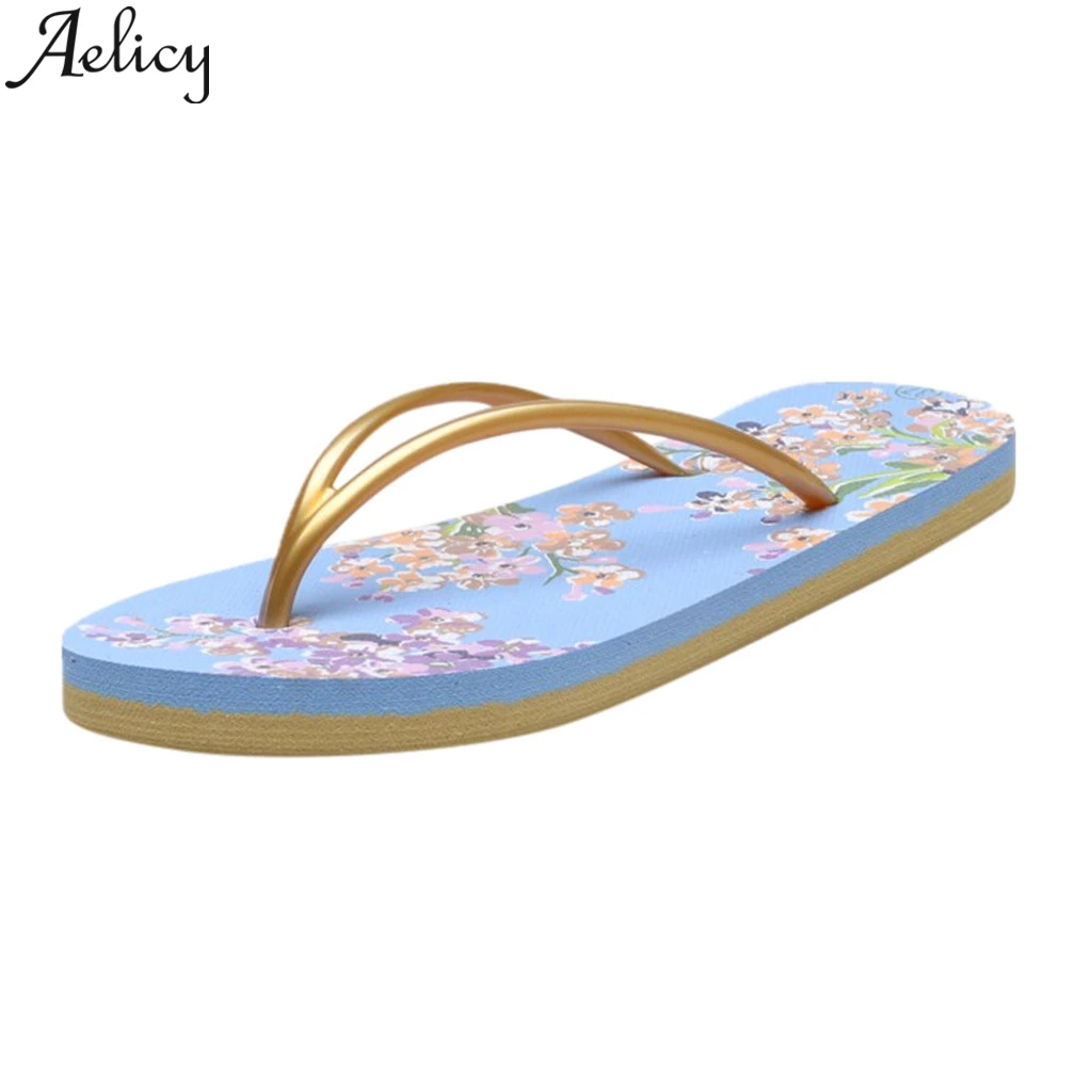 

JAYCOSIN 2019 Women Ladies Girls Floral Flat Flip Flops Casual Sandals Slippers Beach Shoes Summer Fashion Sandals Casual Shoes
