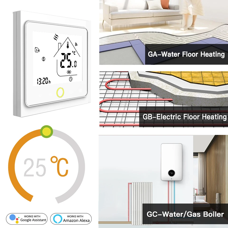 Comprar Smart WiFi termostato controlador de temperatura Agua Calefacción eléctrica agua caldera de Gas funciona con Alexa Echo Google Home Tuya