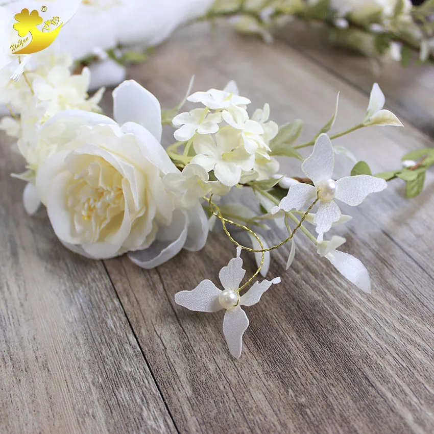Xinyun стильный минималистский белый цветок корона бабочка жемчужные свадебные аксессуары для волос оголовье невесты повязка Свадебный венок