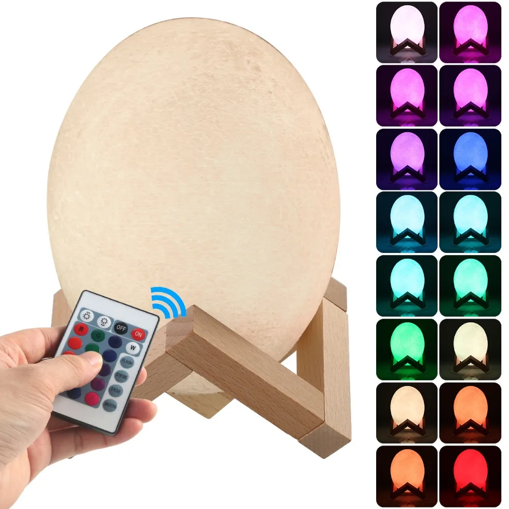 

3D Dinosaur Egg Shell Sheep Lamp 16 Color Dimmable Rechargeable LED Light Table Decor Remote Control Kid Toy Wood Stand Party