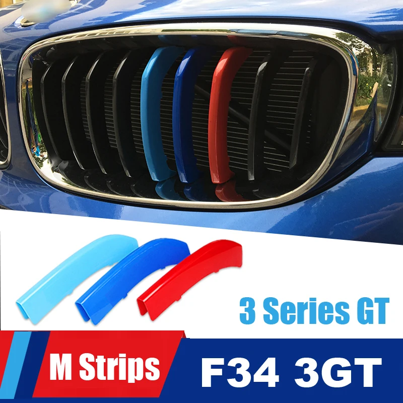 3D M Motorsport Front Grille Trim Stripes Grill strips Cover Stickers