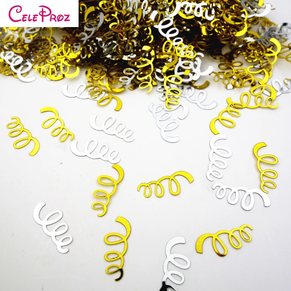 (45g/Lot) Golden Silver Streamers Shaped Confetti Wedding Birthday