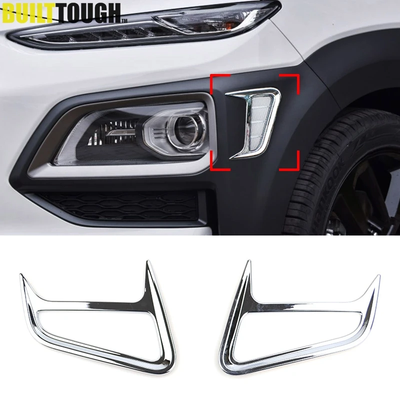 

For Hyundai Kona Encino Kauai 2017 2018 2019 Chrome Front Side Fog Light Turn Signal Light Turning Lamp Cover Trim Frame Molding