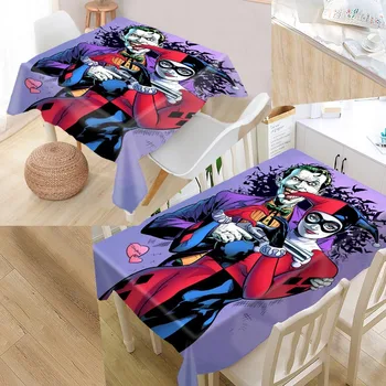 

Custom Harley Quinn Arkham Table Cloth Oxford Print Rectangular Waterproof Oilproof Table Cover Square Wedding Tablecloth