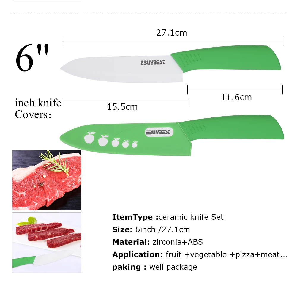 Керамические ножи, кухонные ножи, 3, 4, 5, 6 дюймов, кухонный нож, поварской набор+ Овощечистка, белый цирконий, лезвие, нож для овощей, мяса