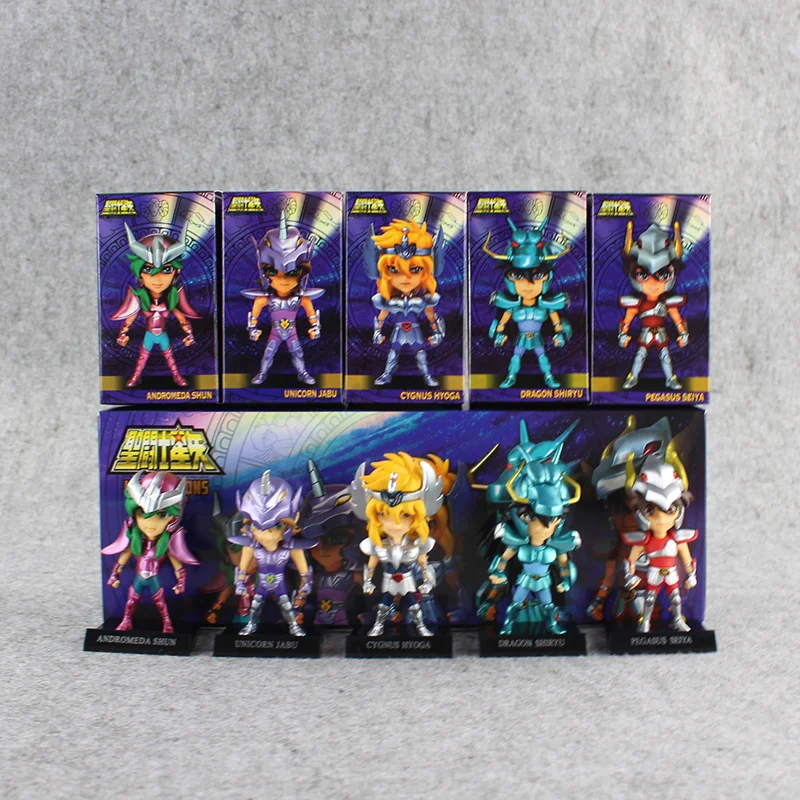 5 шт./лот Seiya фигурка Cygnus Hyoga Единорог Jabu Дракон ширю Андромеда Шун Пегаса Масами