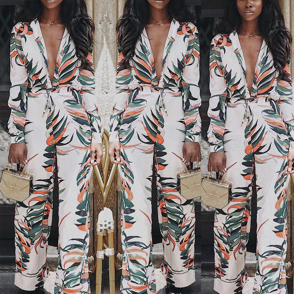 

MeiHuiDA 2018 New Style Fashion Women Party Jumpsuit Romper Long Club Wear Long Sleeve Summer Jumpsuit