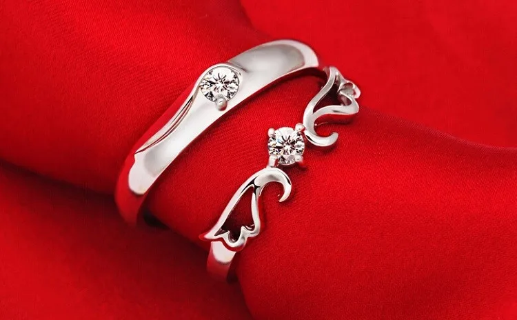 Uloveido Wedding Rings Pair Silver Color Engagement Couple Rings for Lovers Women and Men Jewelry Love Ring Dropshipping J001