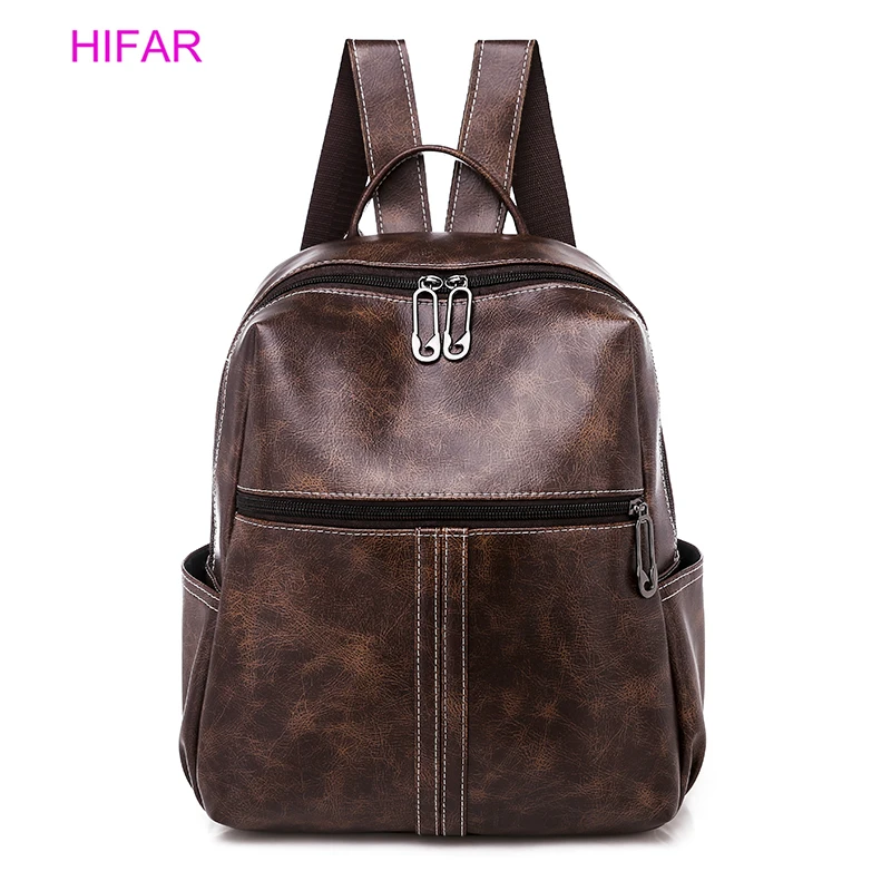 

Vintage Women Large Capacity Backpacks PU Leather Shoulder Bag Casual School Bookbag Female Solid Mochila Girls Retro Backpack