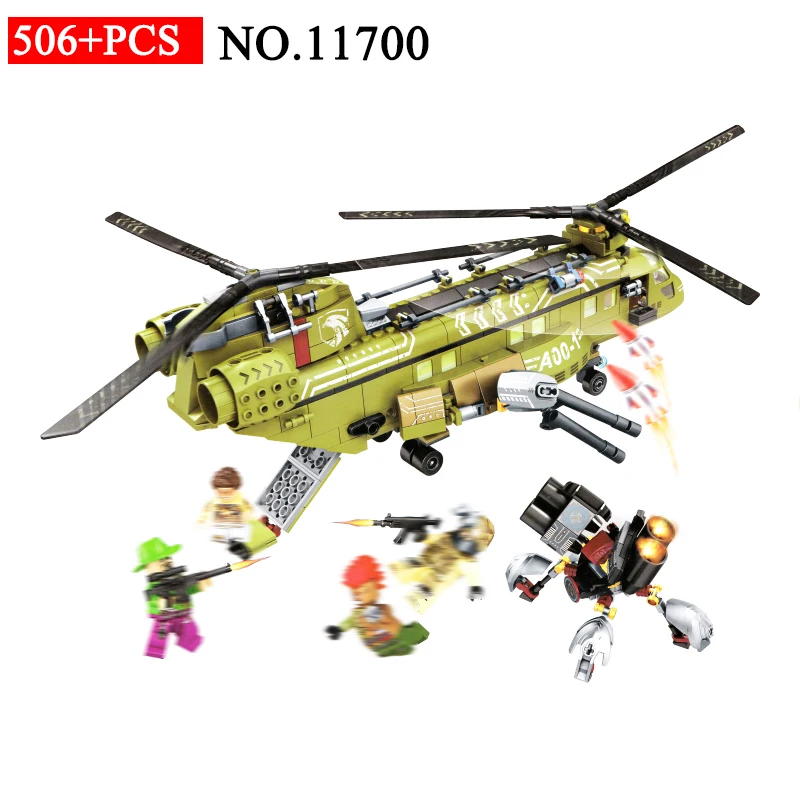 

Sembo 11700 506pcs block Black Gold Military series building blocks Helicopter army enlighten bricks toys For children