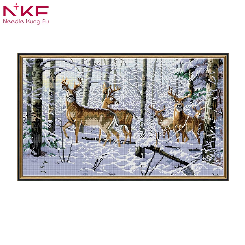 

Landscape snow DIY Diamond Painting Cross Stitch Animal Crystal Diamond Needlework Diamond Embroidery decor Antelopes in snow