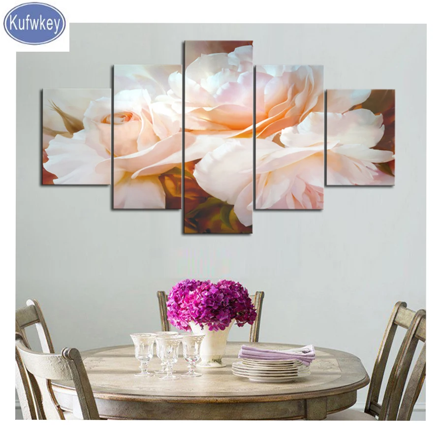 Diamond painting pink peony flower mosaic diamant Painting full square diamond embroidery for Home Office decor Multi-pictures | Дом и сад