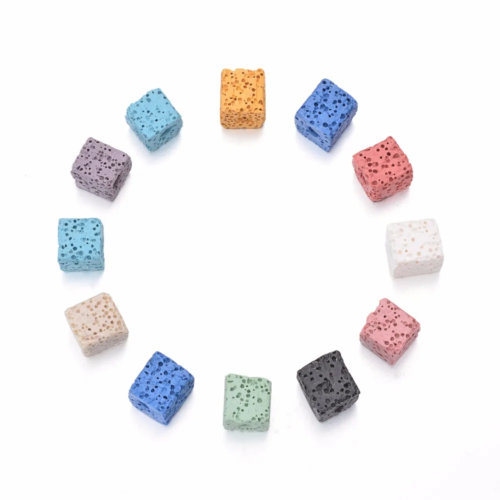 

10Pcs Round/Square/Five-poited Star Shape Random Color Essential Oil Lava Stone Beads For DIY Diffuser Necklace Bracelet Making