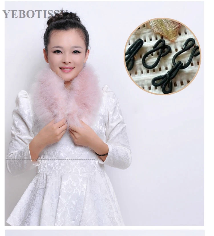 Новое поступление натуральный мех роскошный женский шарф бренд настоящий индюшиный пух воротник перо мех натуральный Страус шеи теплые зимние