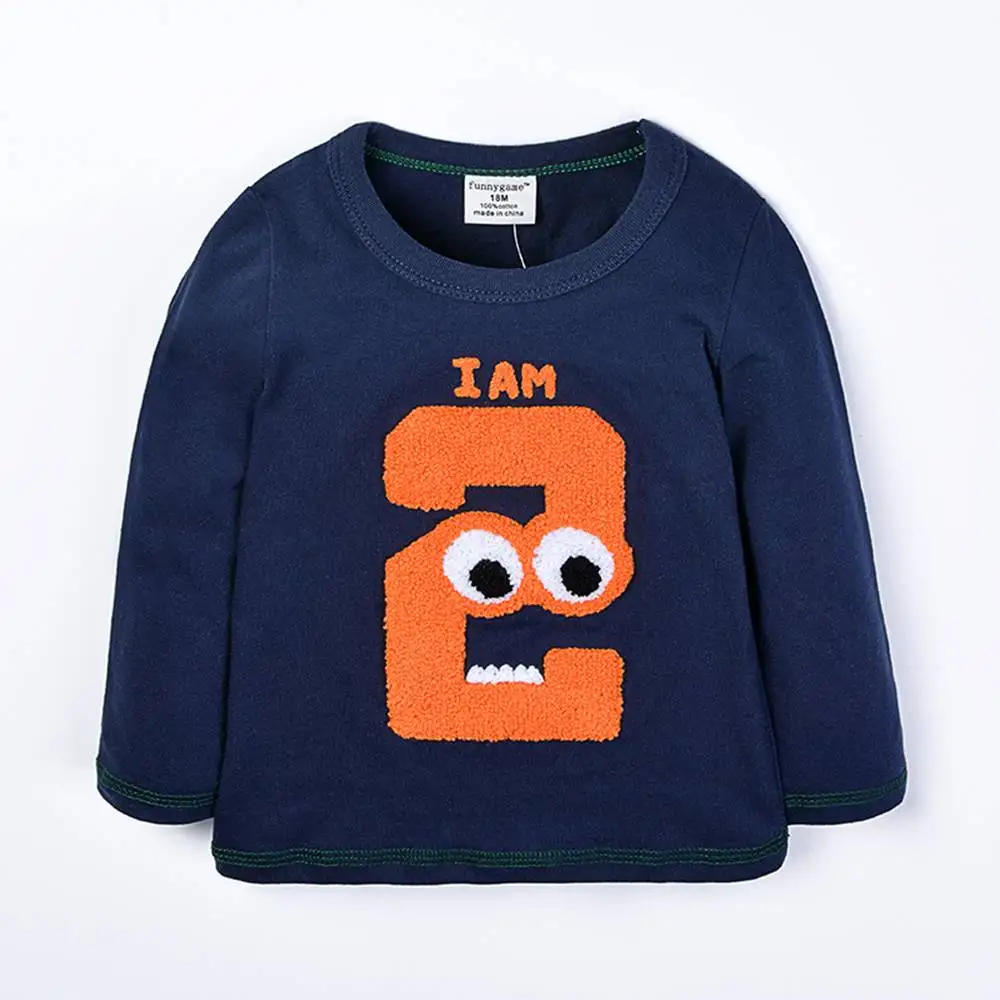 

2017 Spring/Autumn 1-6T Kids Cotton Long Sleeve T-Shirt Baby Boys Girls Age Number Blouse Tops Children Pullovers Tee Camiseta