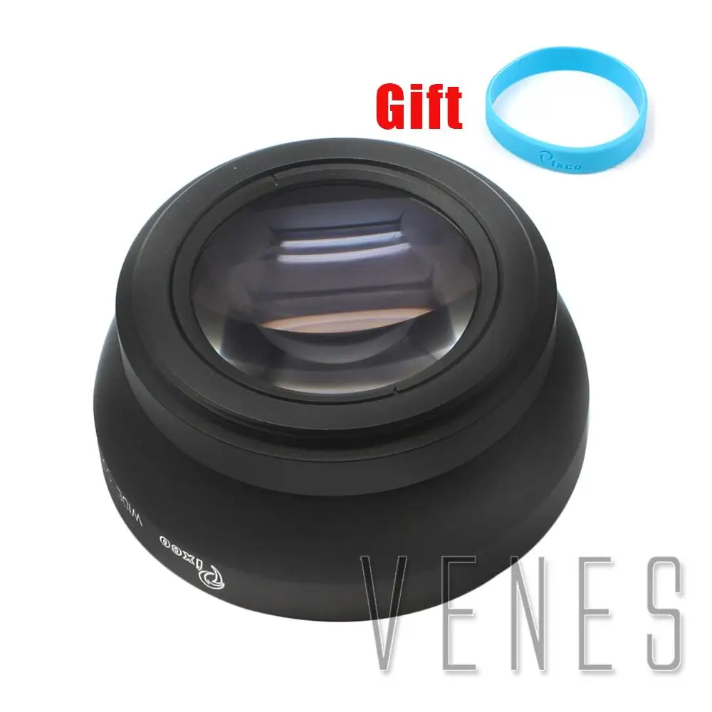 55mm 0.45X Wide Angle Lens with Macro suit For Canon Nikon Pentax Sony Panasonic(Black)+with Lens wrist strap