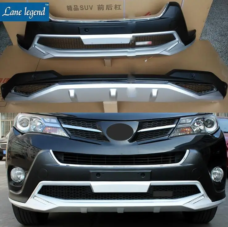 

Fit for Toyota RAV4 RAV 4 2013-2015 High Quality ABS Chromed Plastic Front+Rear Bumper Protector Cover Trim 2PCS/SET Car styling