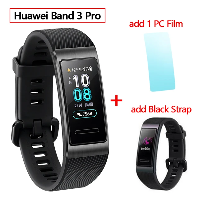 huawei Band 3 Pro gps Amoled 0,95 'Полноцветный Сенсорный Водонепроницаемый металлический браслет с датчиком сердечного ритма - Цвет: 3pro Black add Black