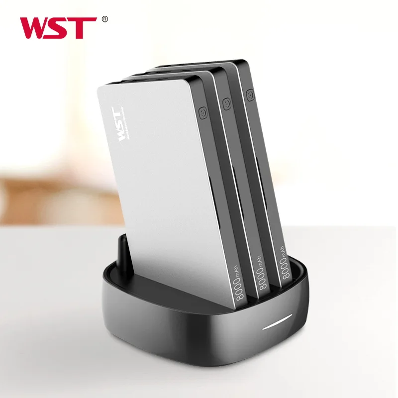 WST Portable Charger Station for Family Public Business 3PCS 8000mAh Power Bank with Built in