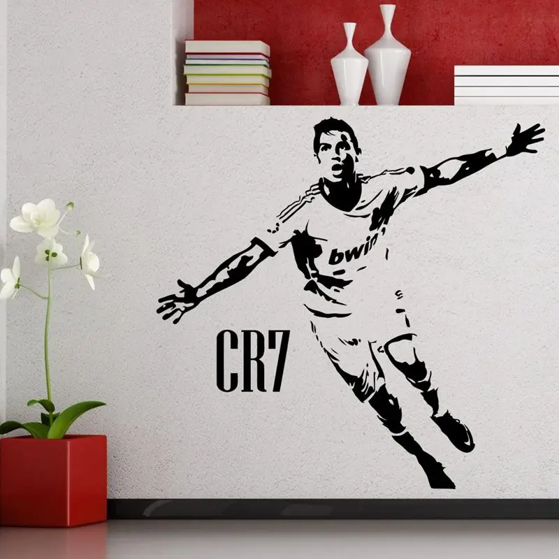 DCTAL Cristiano Ronaldo Football Player Sticker Sports Soccer Decal Helmets Kids Room Posters Vinyl Wall Decals Football Sticker