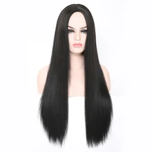 Rosa Star длинный прямой синтетический парики женские для женщин средняя часть парик Черный Термостойкое волокно косплей костюм парик 11 цветов