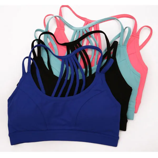 Sexy Women Bralette Cross Straps Sports Yoga Bra Fitness Running Padded Wirefree Push Up Bras