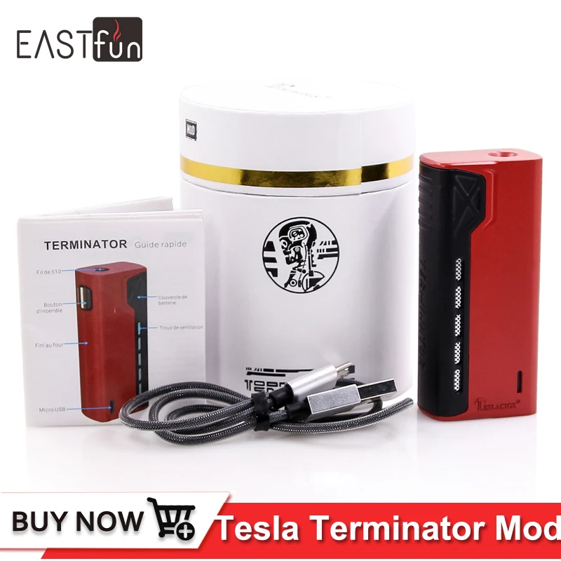 Оригинал Тесла Terminator бокс мод 90 Вт Teslacigs Терминатор Vape для антман 22 RDA Танк 510 нить
