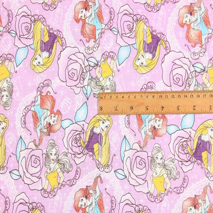

140cm Width Mermaid Princess Print Purple Cotton Fabric for Girl Clothes Hometextile Cushion Cover Sewing Patchwork DIY-BK463