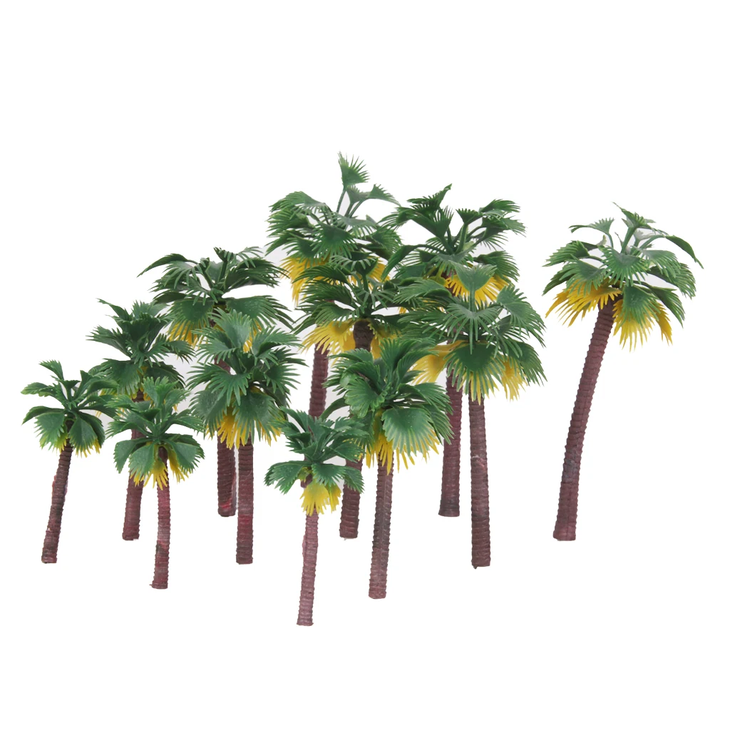 12Pcs 1:65-1:150 Scale Painted Model Palm Trees Layout Railway Landscape Scenery DIY for Diorama Wargames