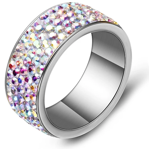 Высокое качество CZ кристалл проложить 316L нержавеющая сталь женские свадебные кольца ювелирные изделия - Цвет основного камня: Silver AB