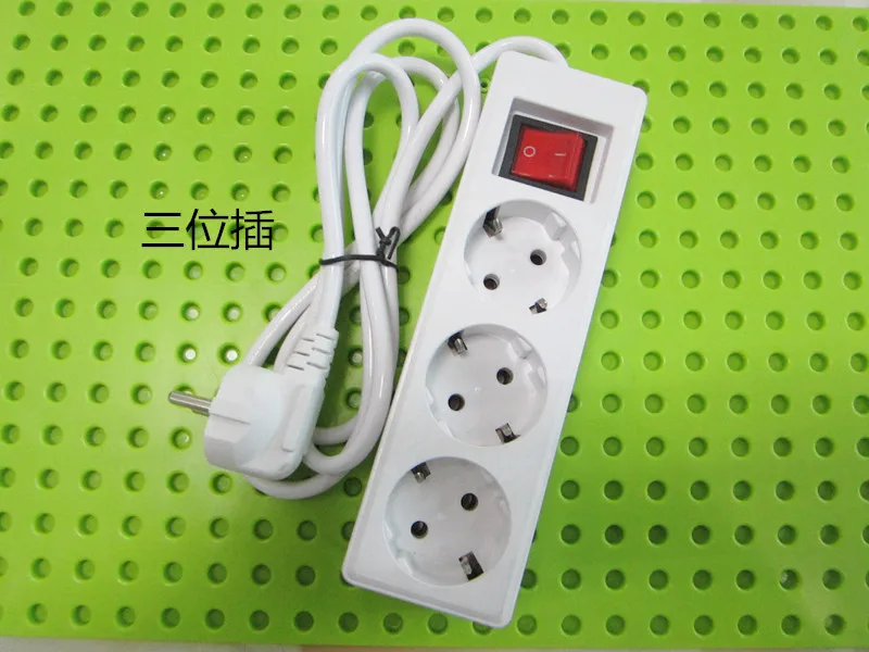 

White 250V 10A 3 4 5 EU power adaptor outlet strip German wiring board extension socket power cord converter with switch