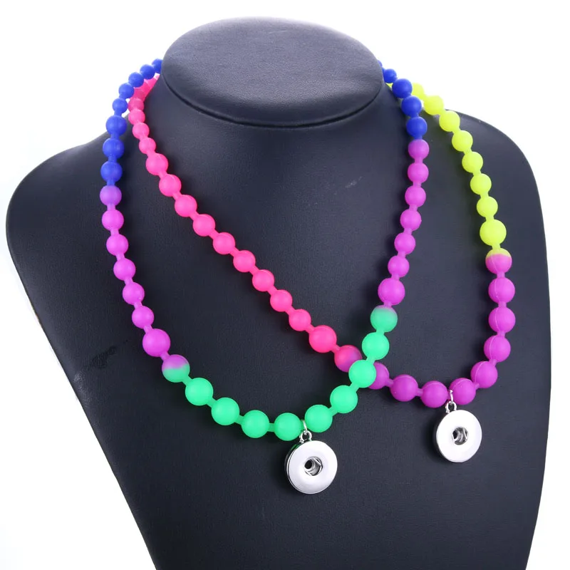 New Snap Jewelry Multi Color Rubber Snap Button Necklaces 18mm 20mm