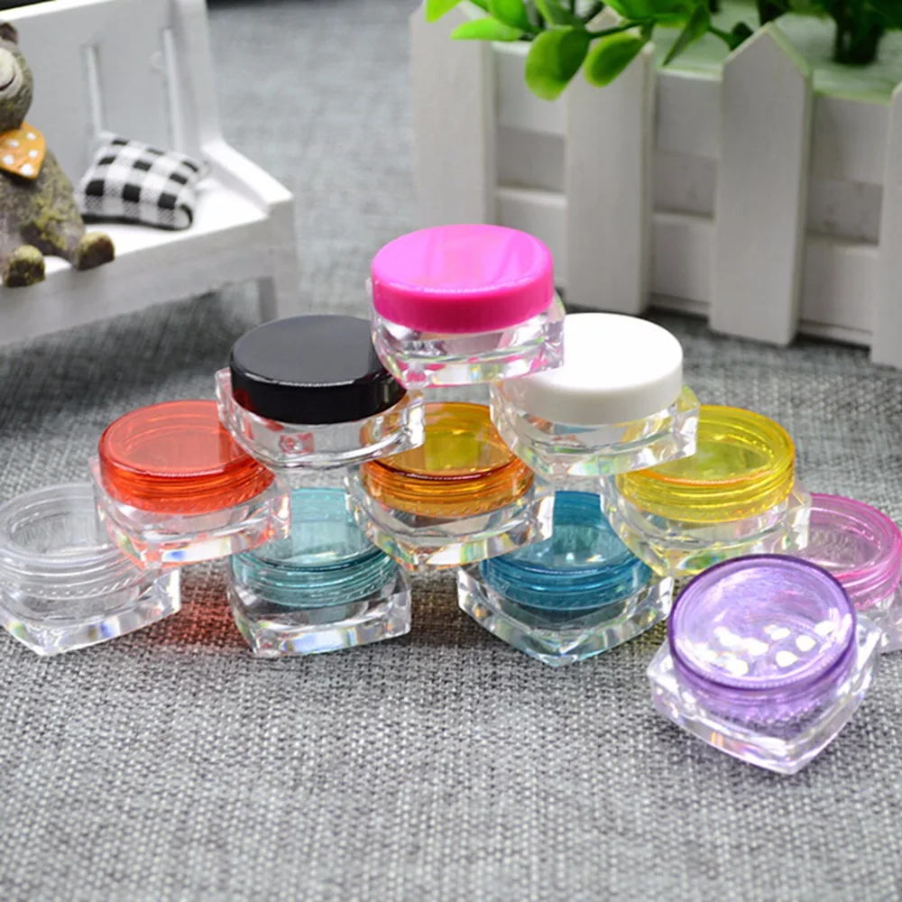 

1 Piece 3g Cream Jar Cosmetic Container Empty Eyeshadow Makeup Face Cream Lip Balm Pot Beauty Refillable Bottles 11Colors