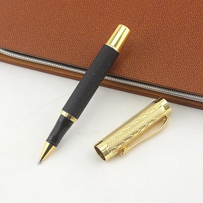 

Luxury Gold Black matte Roller Ball Pen with 0.5mm Black Ink Refill Ballpoint Gift Pens for Writing Stationery Free Shipping