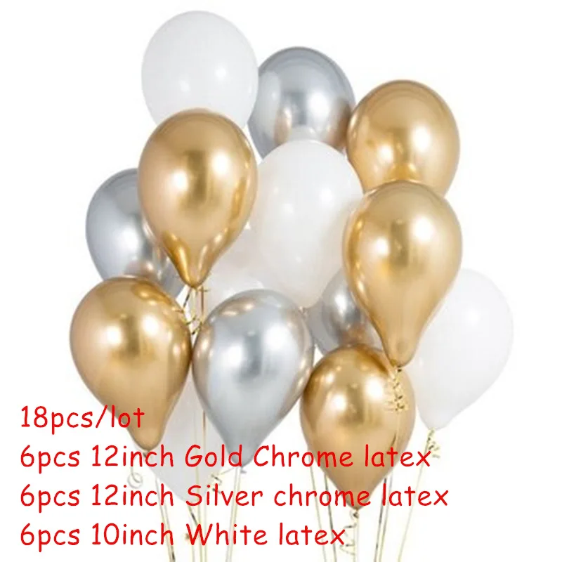 18 шт цвета: золотистый, серебристый Chrome латексные шары Свадьба День Рождения вечерние украшения Дети конфетти 12 дюймов металлик латексные Air Гелиевый шар - Цвет: Balloon Style 3