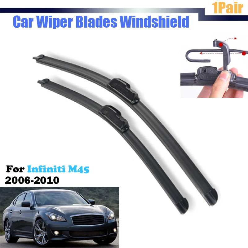 Car Front Window Windshield 2Pcs Auto Frameless Soft Rubber Wiper