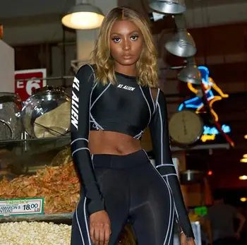 

2019 New women turtleneck full sleeve sweatshirts letter print strap patchwork black short crop tops female pullovers hoodies