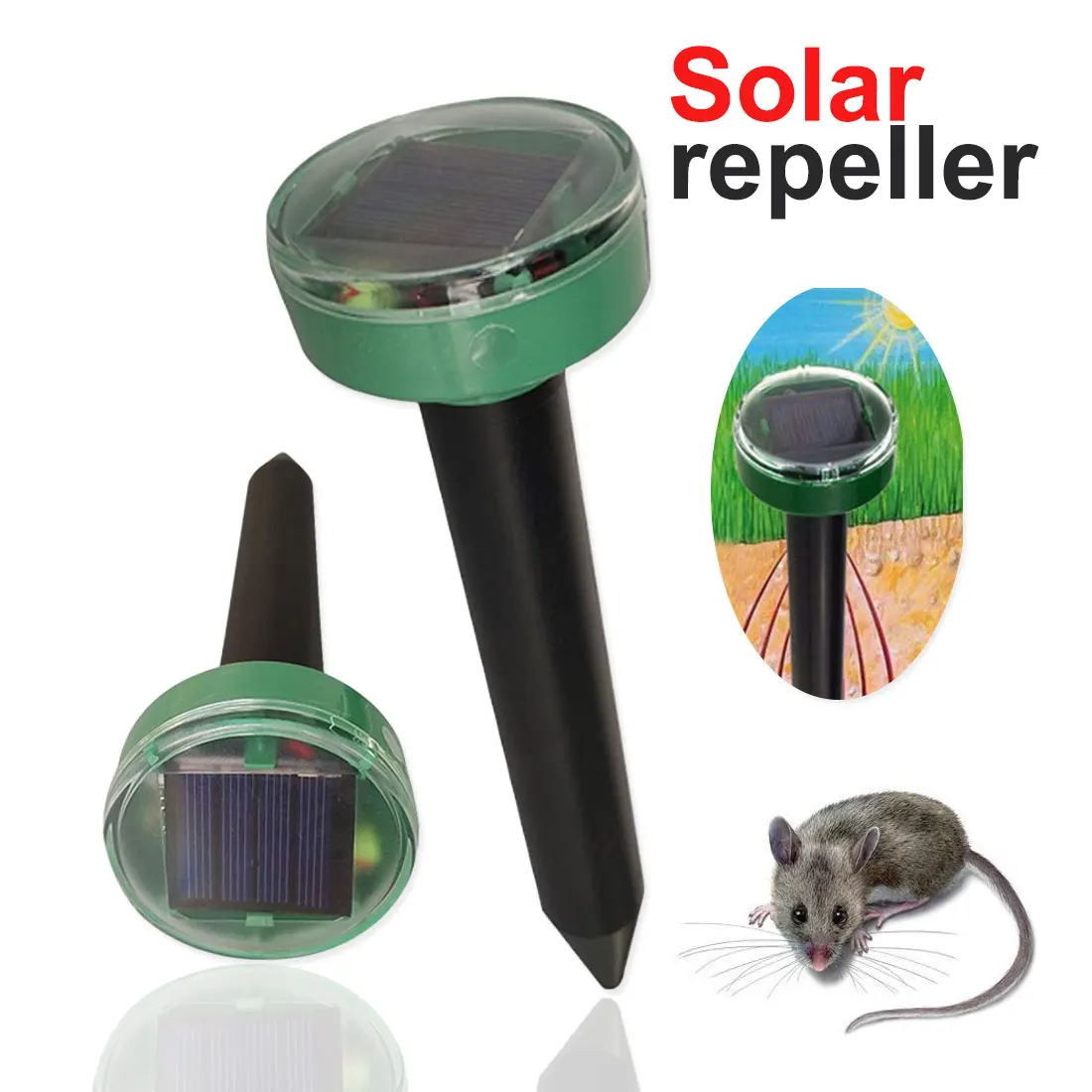

Outdoor Garden Mole Repellent Solar Power Ultrasonic Mole Snake Bird Mosquito Mouse Ultrasonic Pest Repeller Control Garden Yard