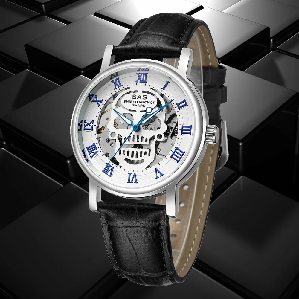 Роскошные механические часы мужские часы с изображением черепа светящиеся водонепроницаемые мужские часы модные наручные часы со
