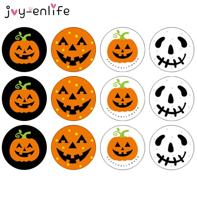 

120pcs 3CM Halloween Pumpkin Ghost Round Handmade Packaging Sealing Label Sticker DIY Halloween Gift Stickers Halloween Decor