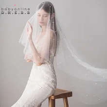 1,2 м Свадебная Однослойная Вуаль Слонового Кости С Жемчугами Недорогая Свадебная Фата С Украшенным Бисером Свадебные Аксессуары Veu de Noiva